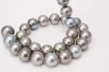 Tahitiperlcollier Naturfarben grau,- multicolor Obertöne